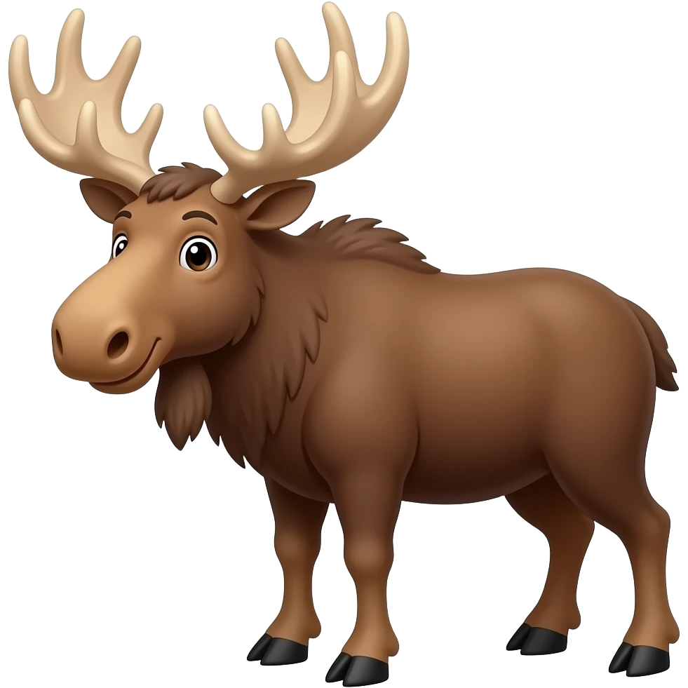 Cartoon 2d moose with light brown antlers emoji