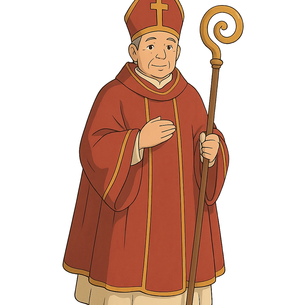 ghibli style bishop dressed in red emoji