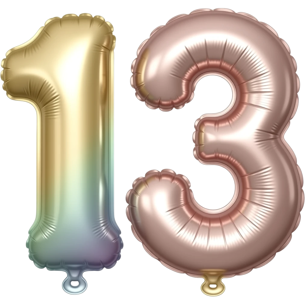 BIRTHDAY BALLOON WITH THE  NUMBER 13 ON IT emoji