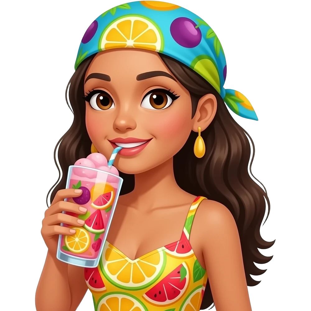 A fruity person drinking a alani emoji