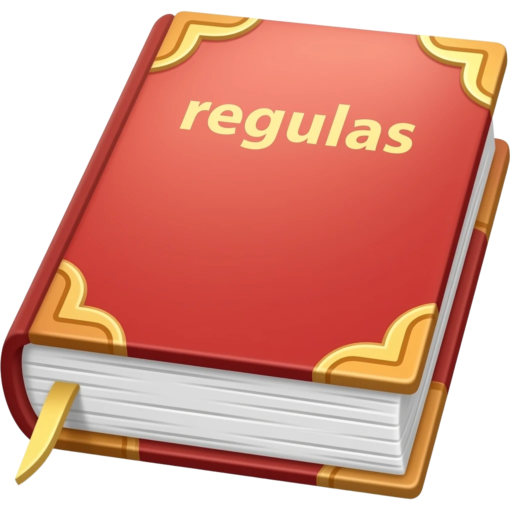 Emoji de reglas (cuaderno rojo estilo biblia  diga reglas)(quiero que diga en español reglas) emoji