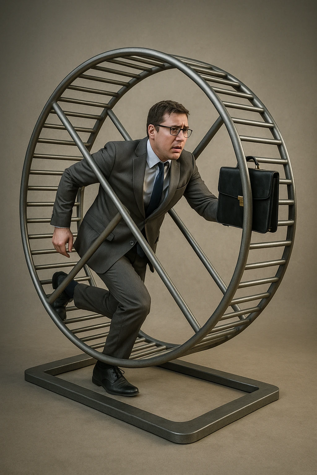 uomo che corre dentro la ruota del criceto come un circolo vizioso immagine realistica emoji