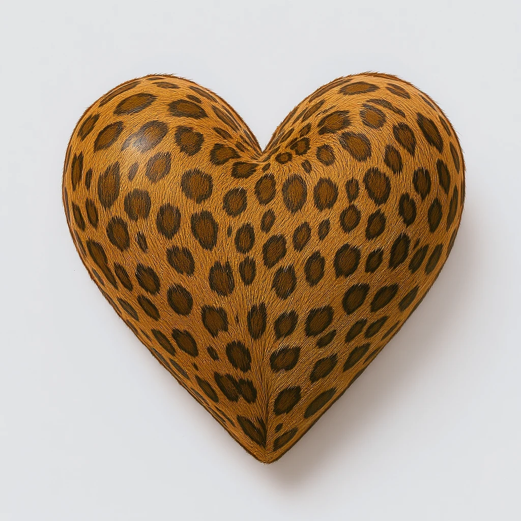 heart with a cheetah print texture emoji