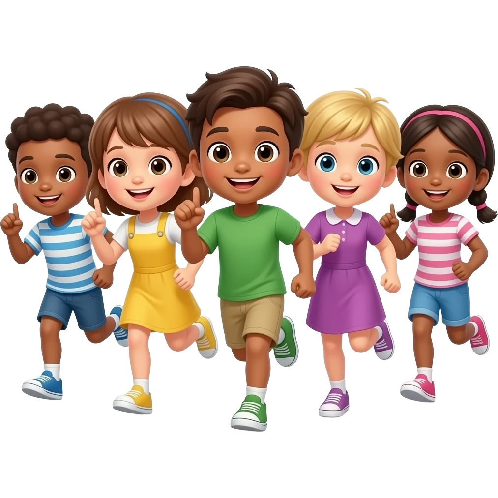 5 NIÑOS CORRIENDO Y PIDIENDO PERDÓN emoji