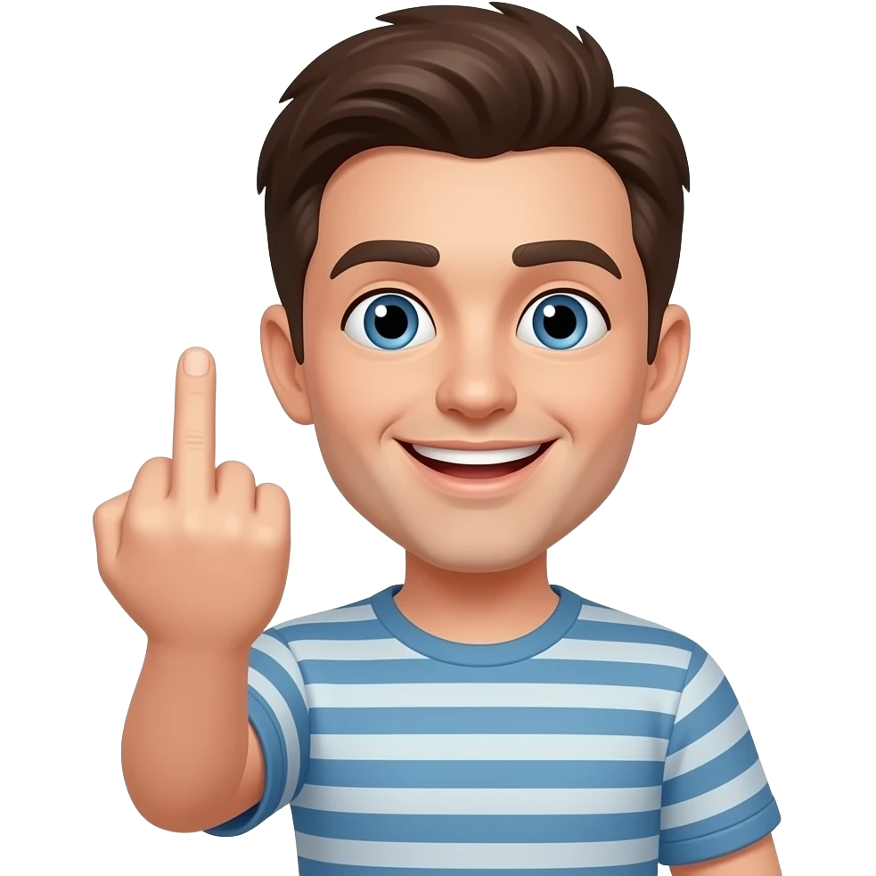 Smile and middle finger emoji