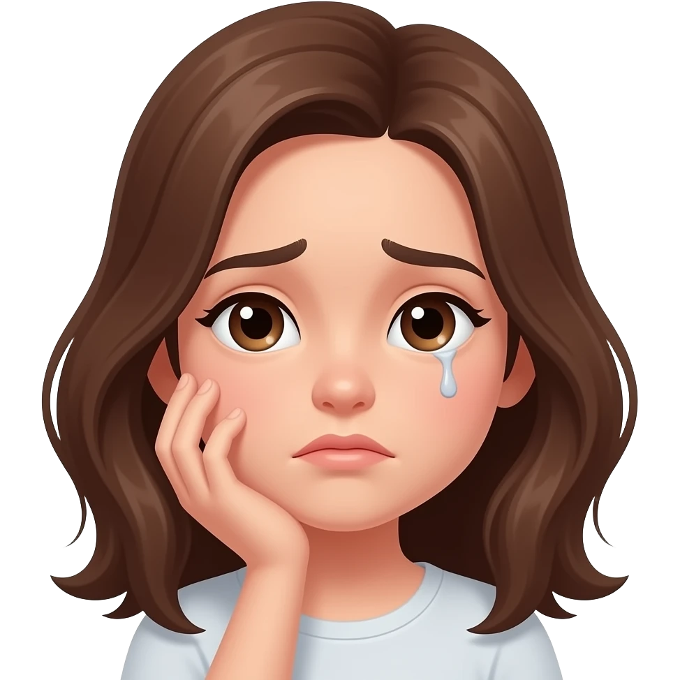 a brunet girl thinking tired emoji