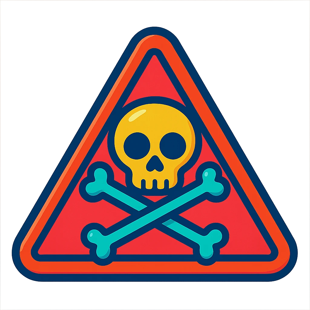 danger symbol, vibrant colors, cartoon style, outlined emoji