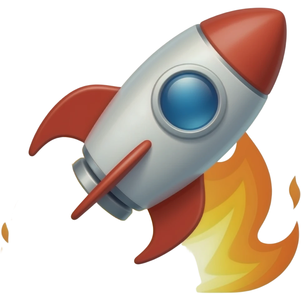 rocket launch with fire emoji