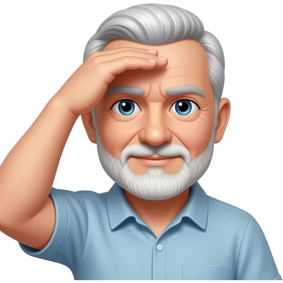 Old man white face short beard face palm emoji