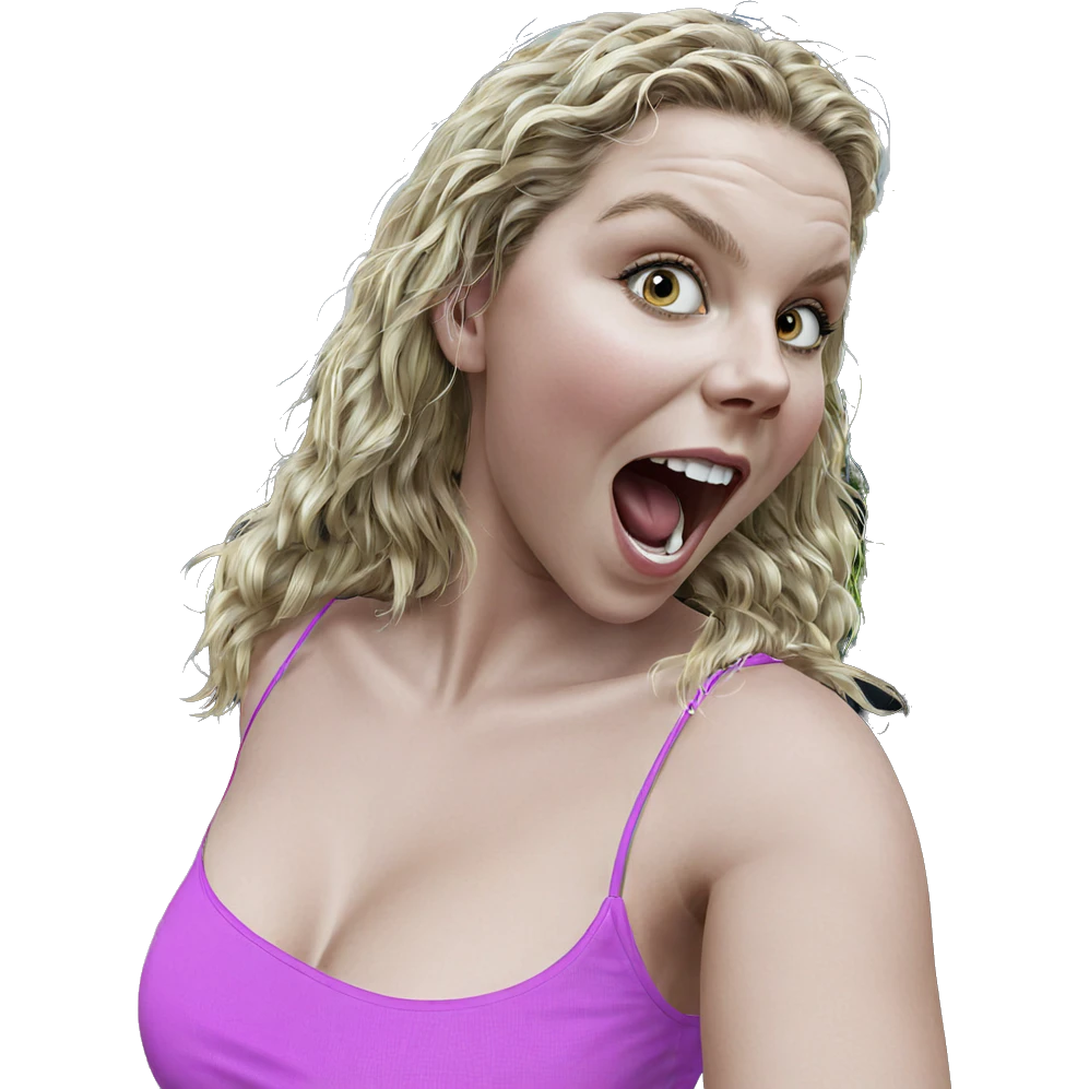 blonde girl with open mouth emoji