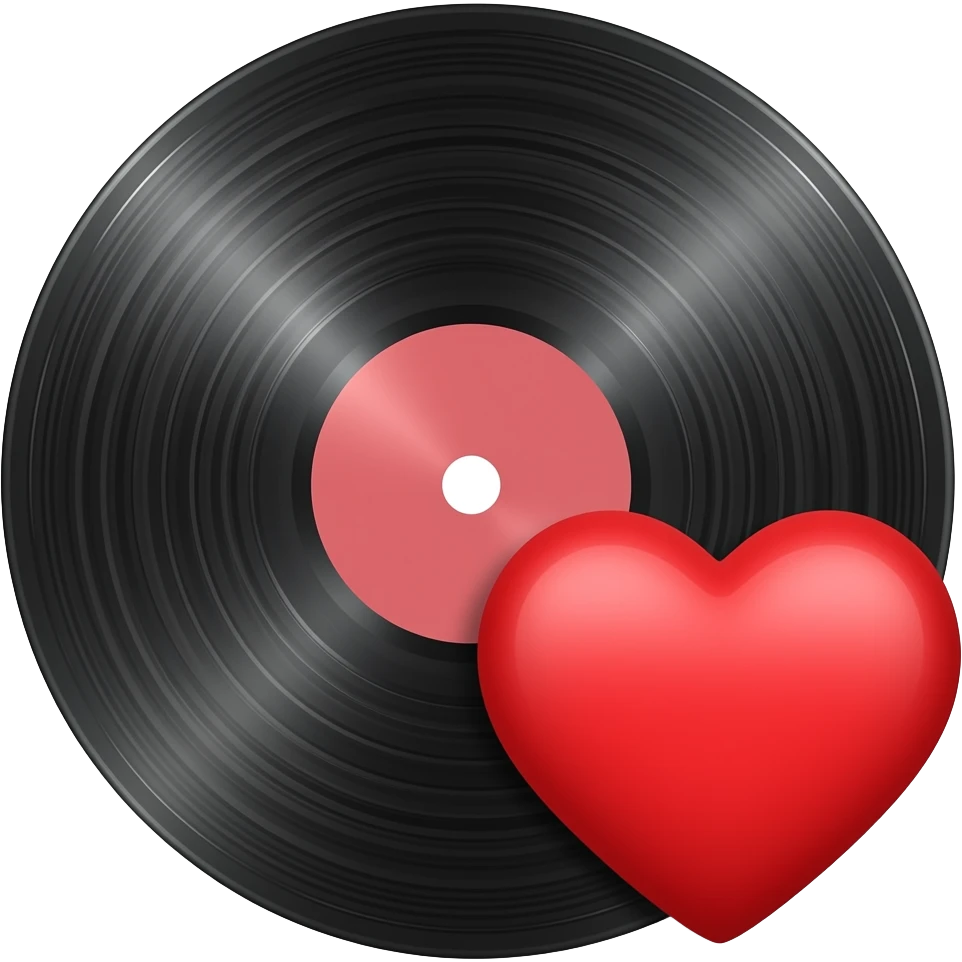 a vinyl and a heart attracted emoji
