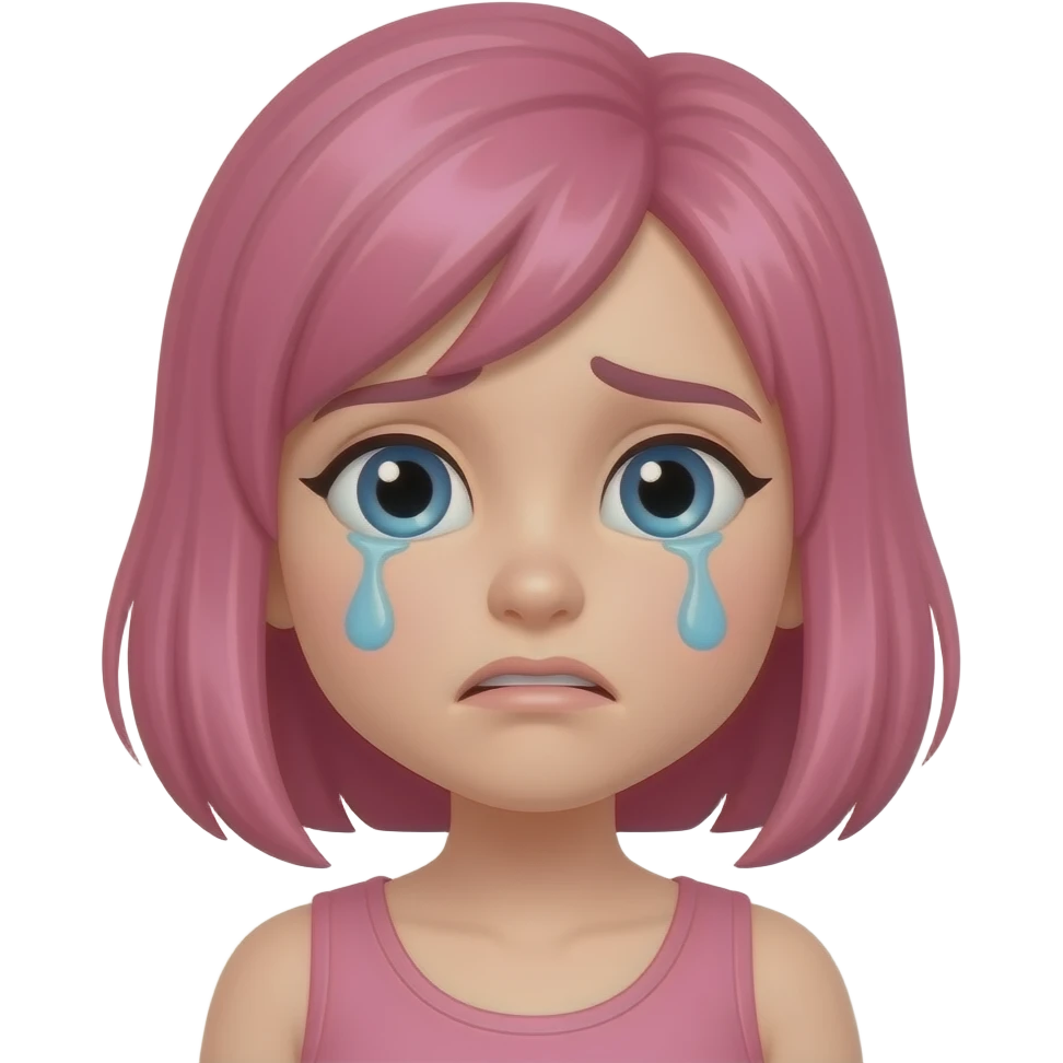 Embarrassed woman with pink hair emoji