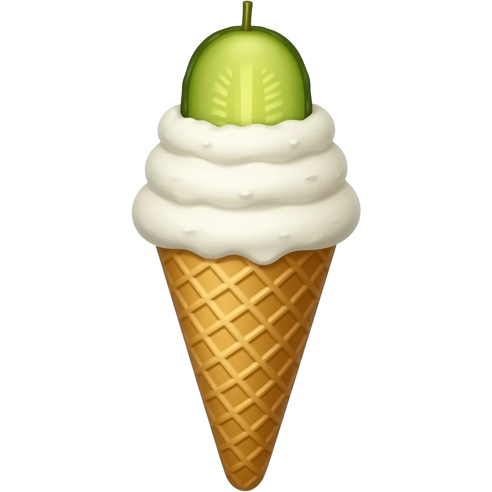 Pickle without a stem ice cream in a cone emoji