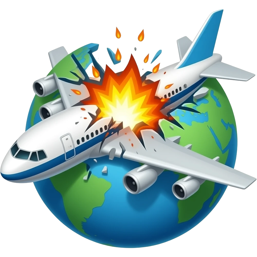A plane crashing into the earth emoji