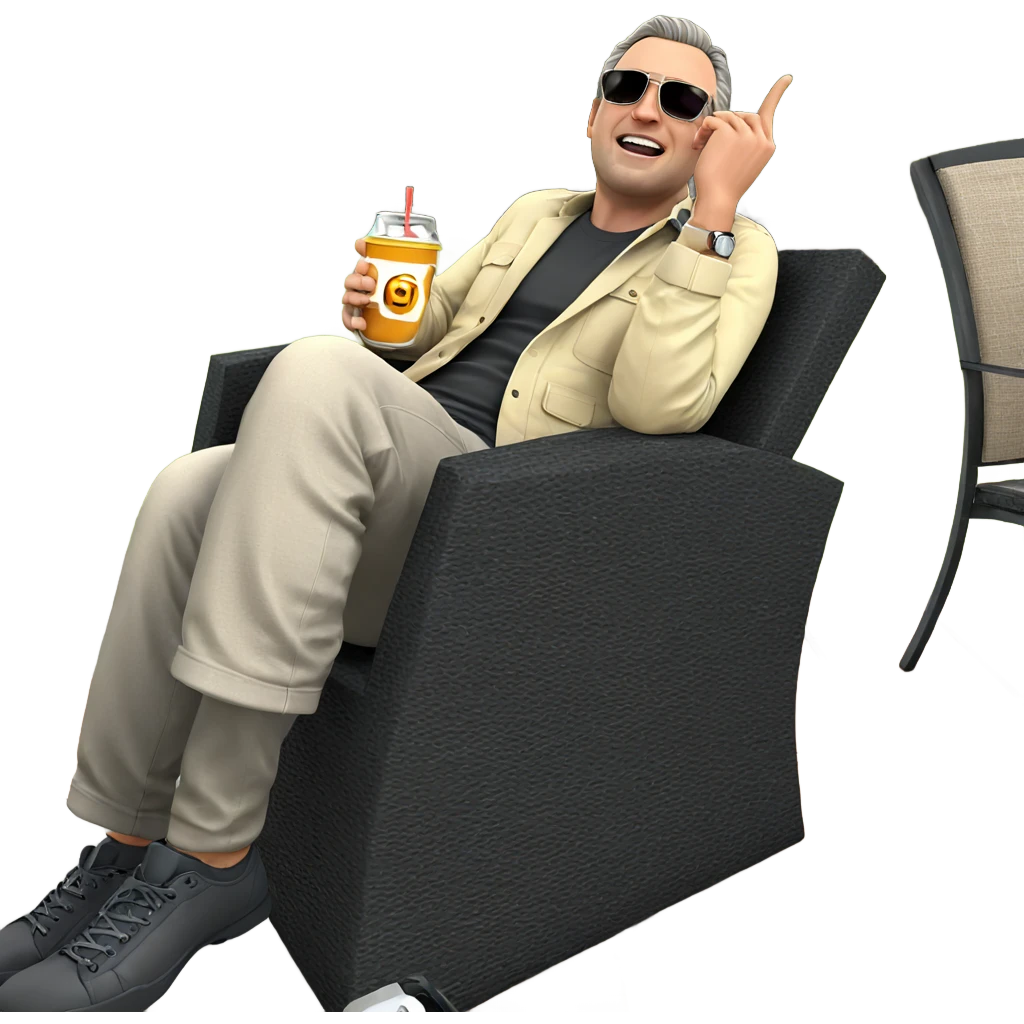 chilling outdoors with a drink emoji