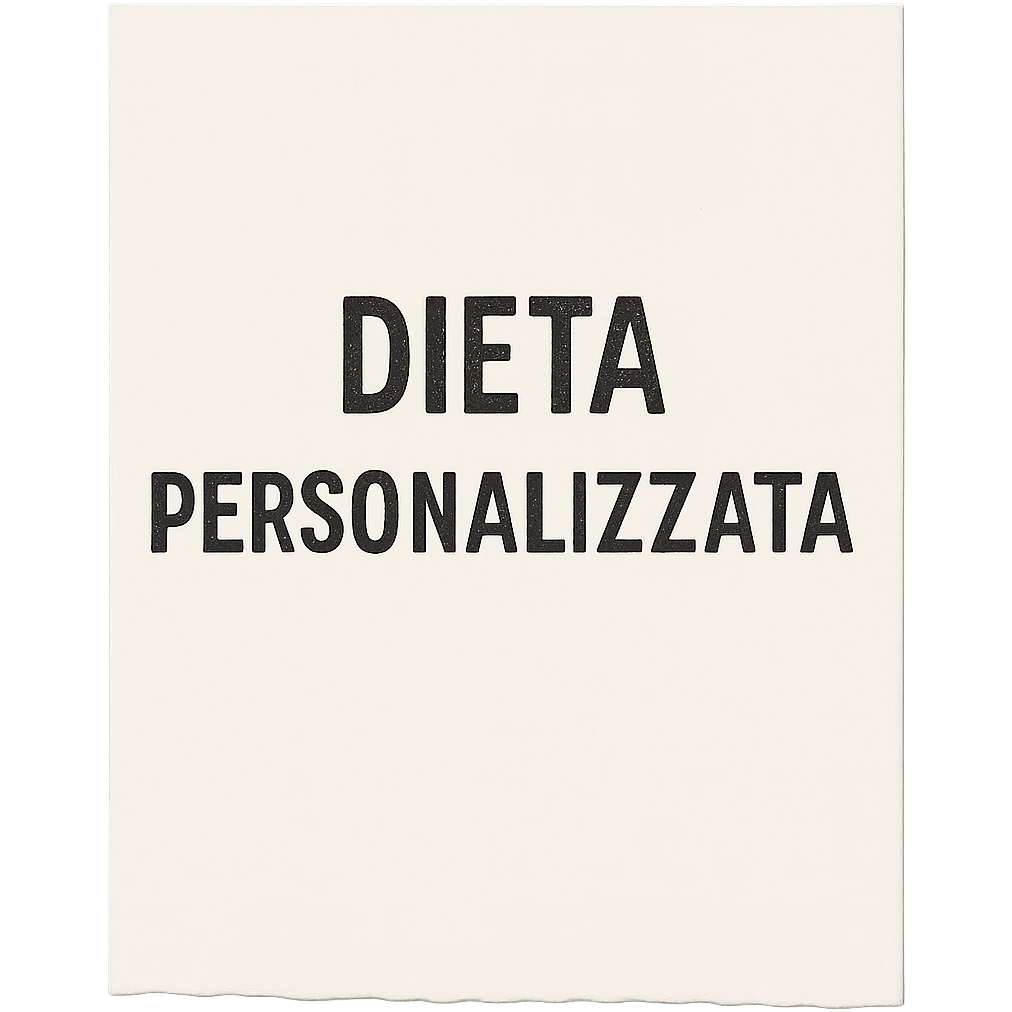 FOGLIO DI CARTA CON LA SCRITTA "DIETA PERSONALIZZATA" emoji