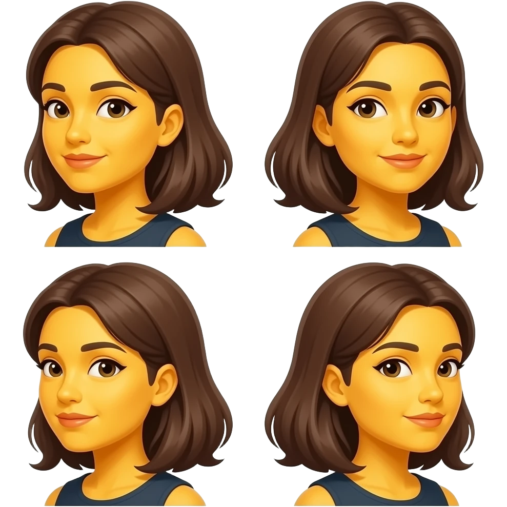yellow emoji style woman looks in different directions emoji