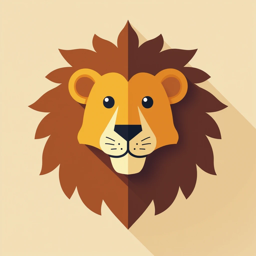 Flat design style lion emoji