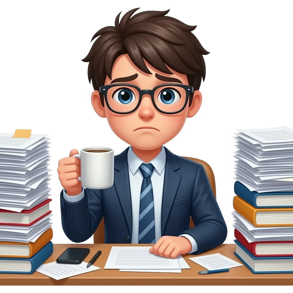 exhausted student with thousands of documents @emoji emoji