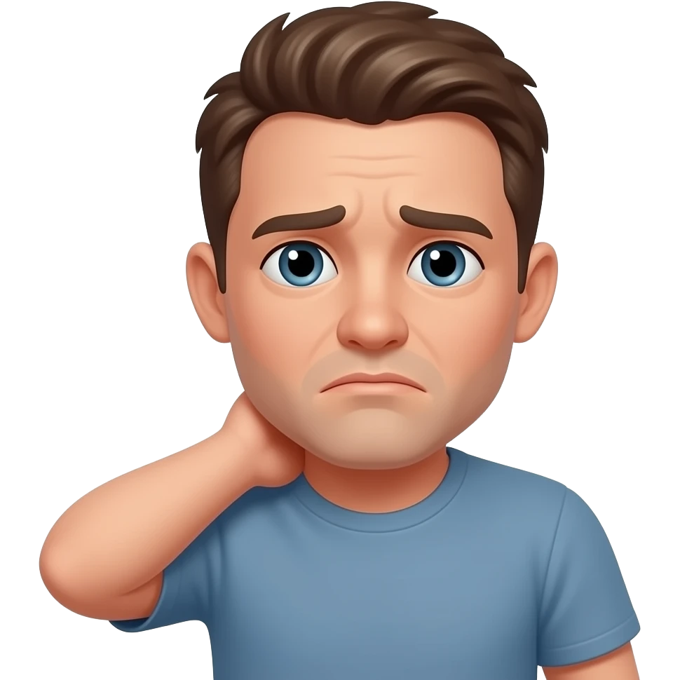 A distressed man with his hand on the back of his neck. emoji