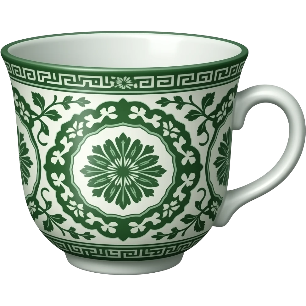 Vintage green and white chinoiserie teacup emoji