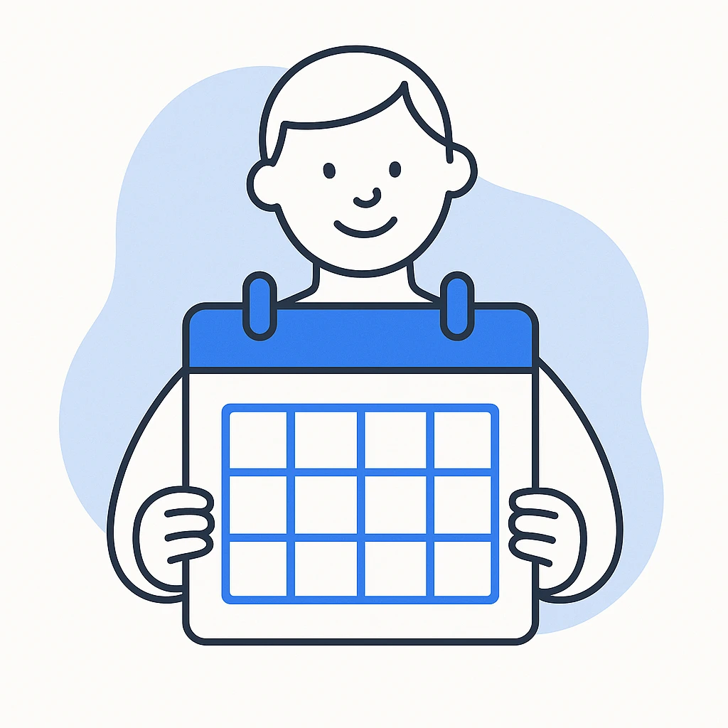 empty state illustration for the calendar page of my app, main color is 7E39ED emoji