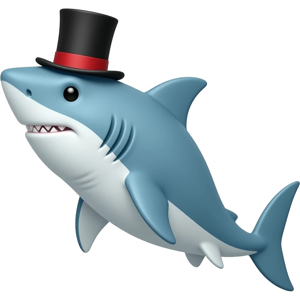Shark with a top hat emoji