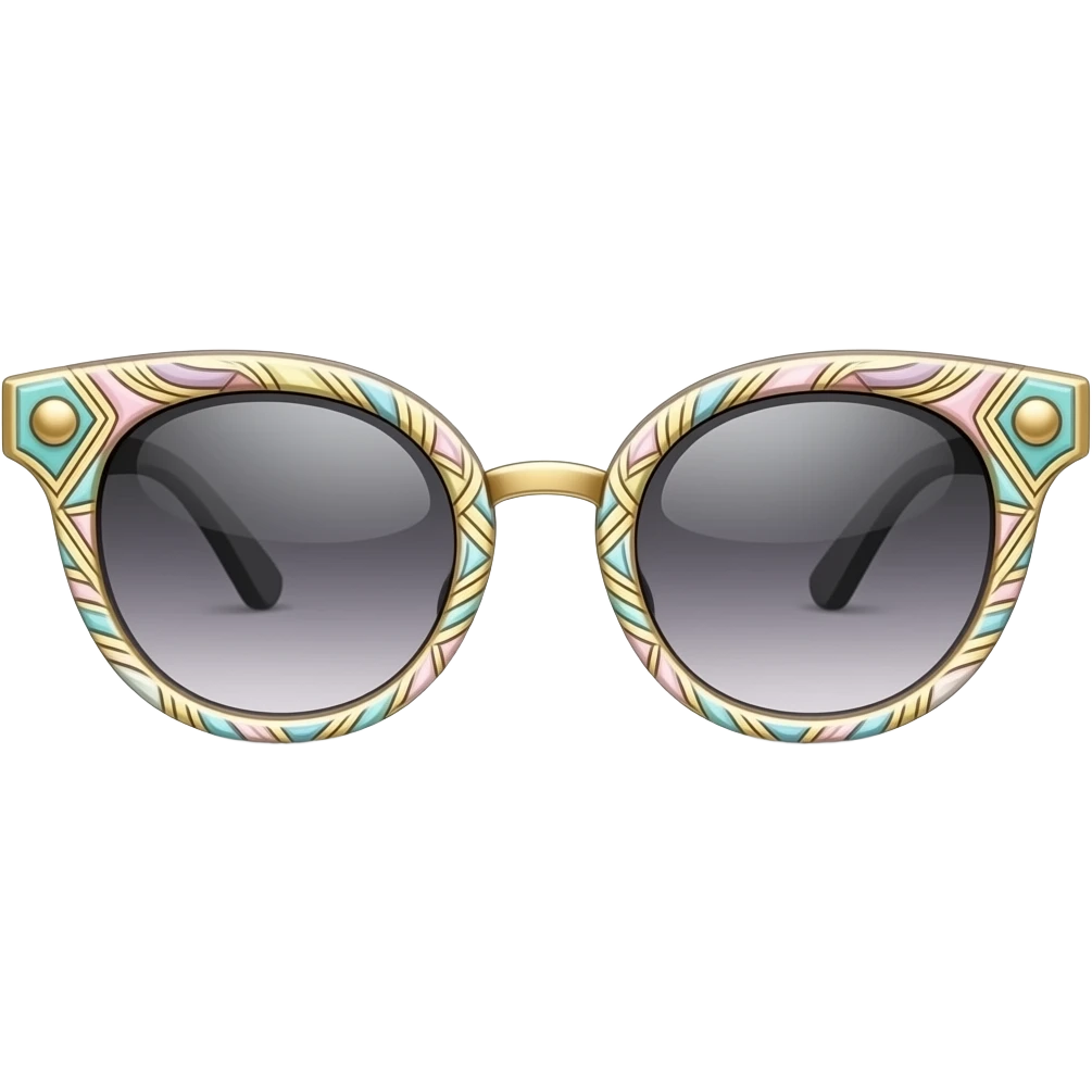 Dolce and Gabbana sunglasses with colourful pastel ornament print and golden detais emoji