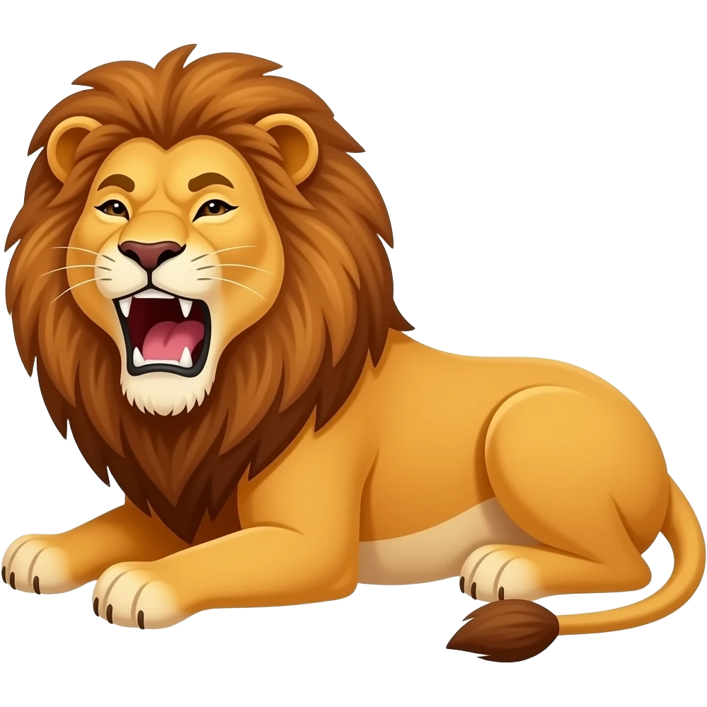 Cartoon lion lays bellowing roar emoji