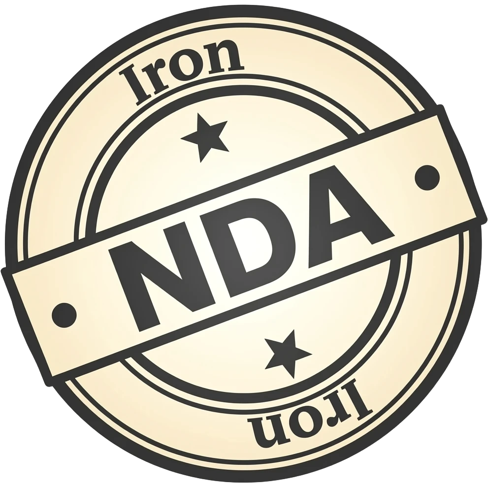 Stamp saying "NDA" in the centre, with "Iron" on the outside emoji