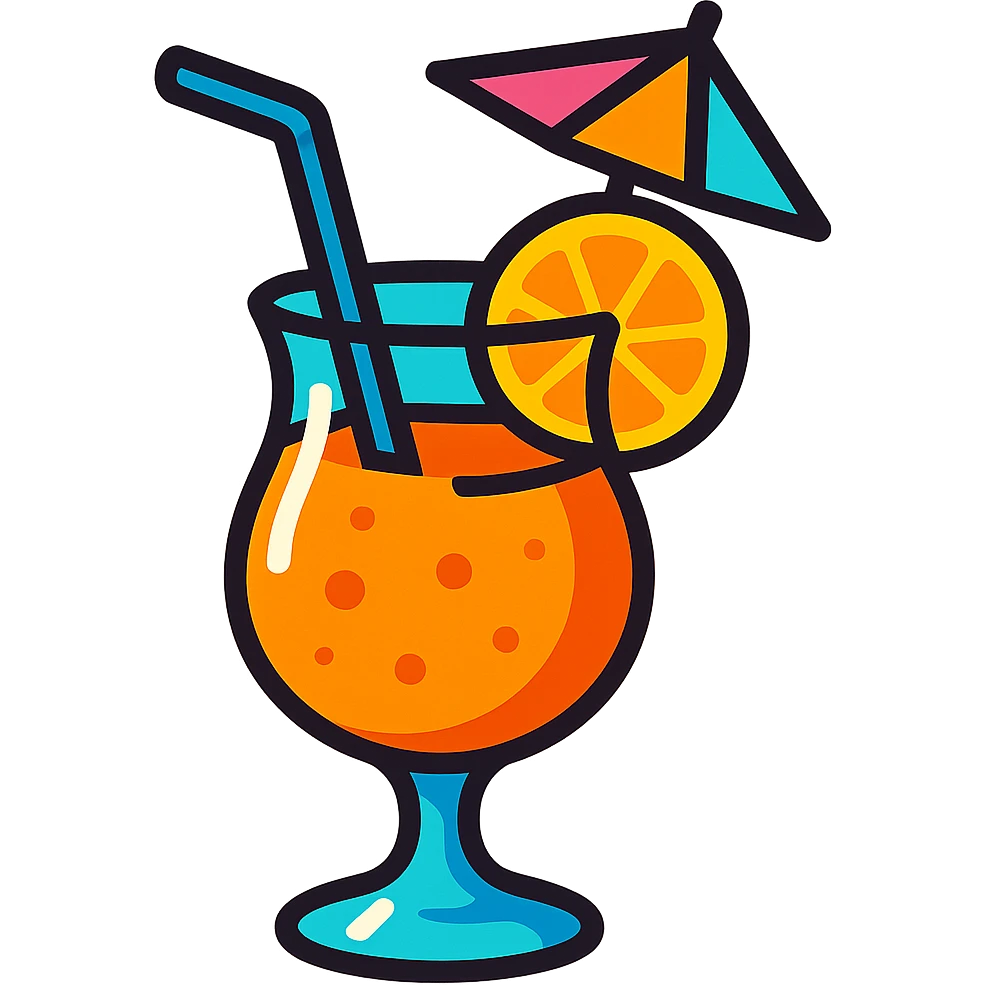 spring break tropical drink with umbrella bright colors vibrant fun emoji