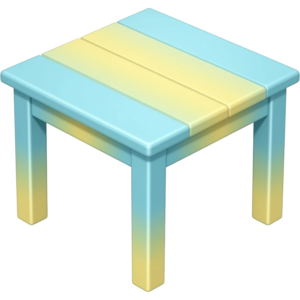 soft blue and yellow table, transparent background inspired by barbie colour pallete emoji