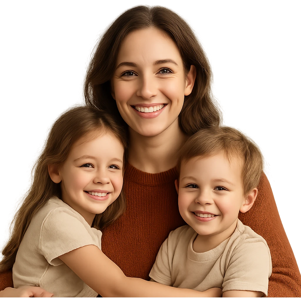 happy family mother, smiling, warm and loving expression emoji