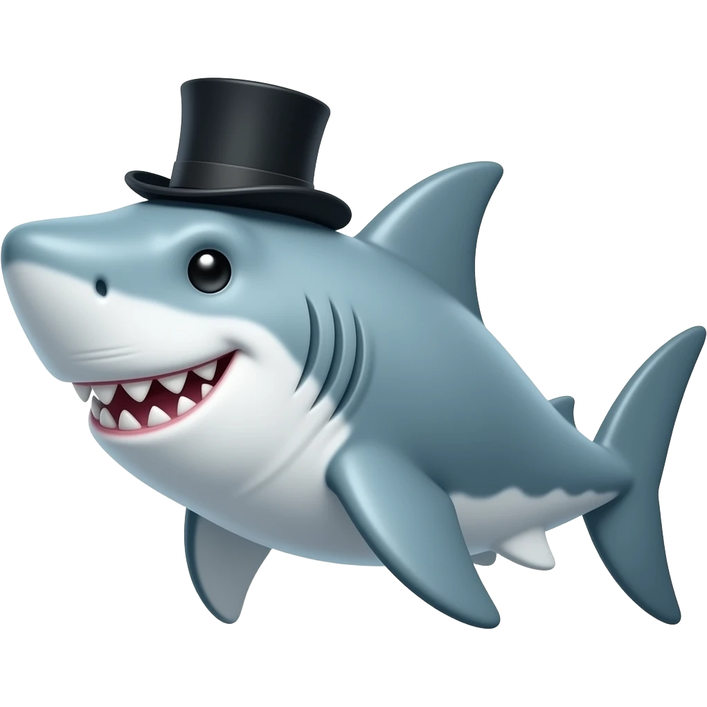 Shark with a top hat emoji