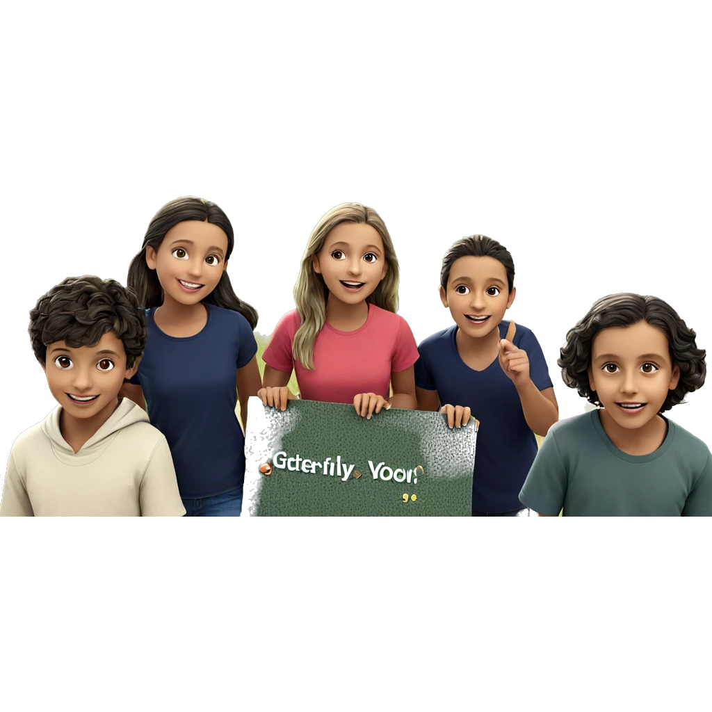 happy group of children outdoors emoji