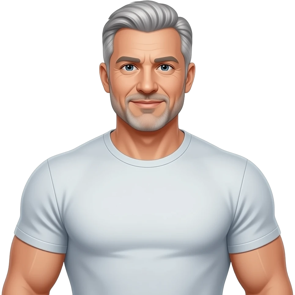 Sexy gray hair daddy age 45 muscular tight shirt emoji