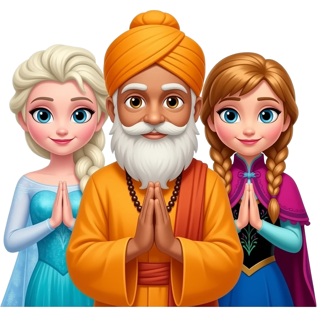 guru nanak god blessed him both as elsa and anna arendelle both hand joining from disney frozen emoji