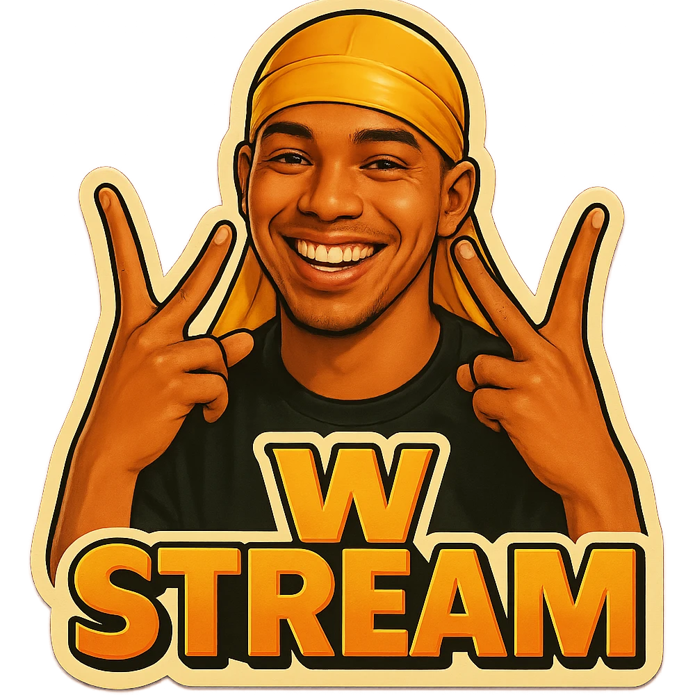 Make him Smiling 
Form a W with fingers
Change His durag To yellow
Add the words W Stream emoji