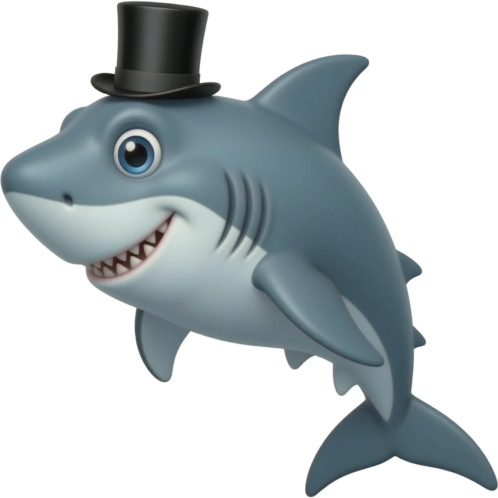 Shark with a top hat emoji
