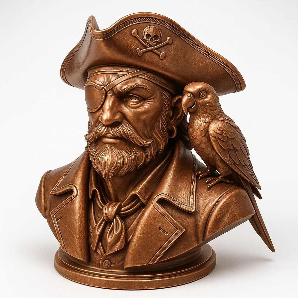 pirate with eye patch and parrot emoji