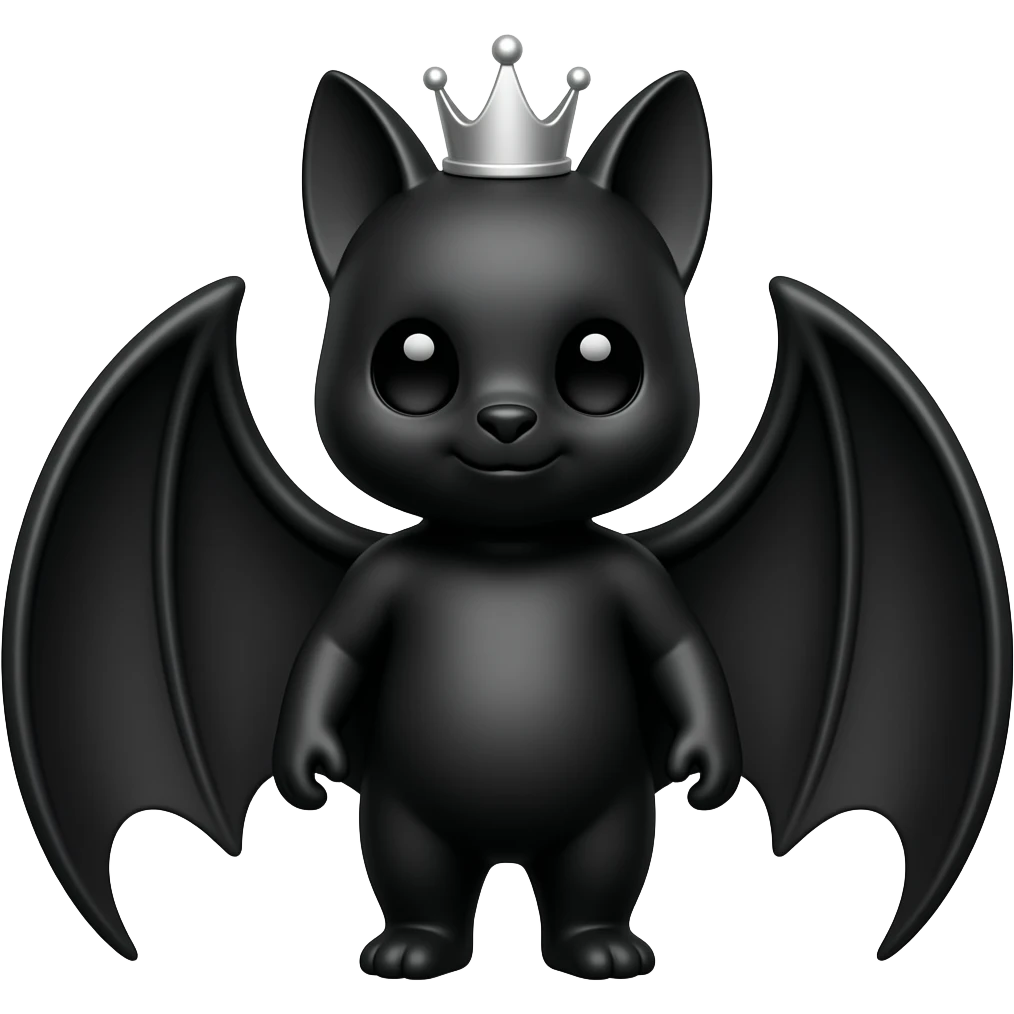 A black bat wearing a tiny tiara. emoji