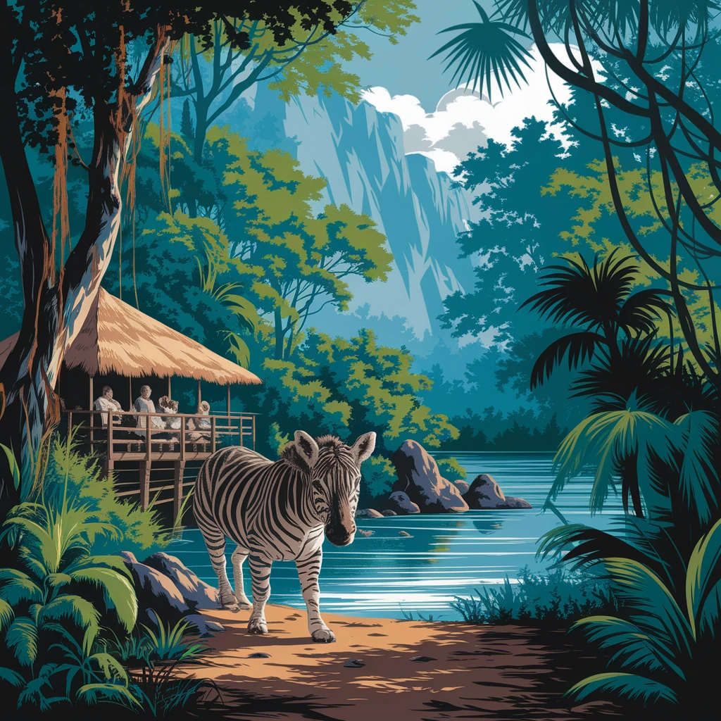 digital raster painting image of jungle safari emoji