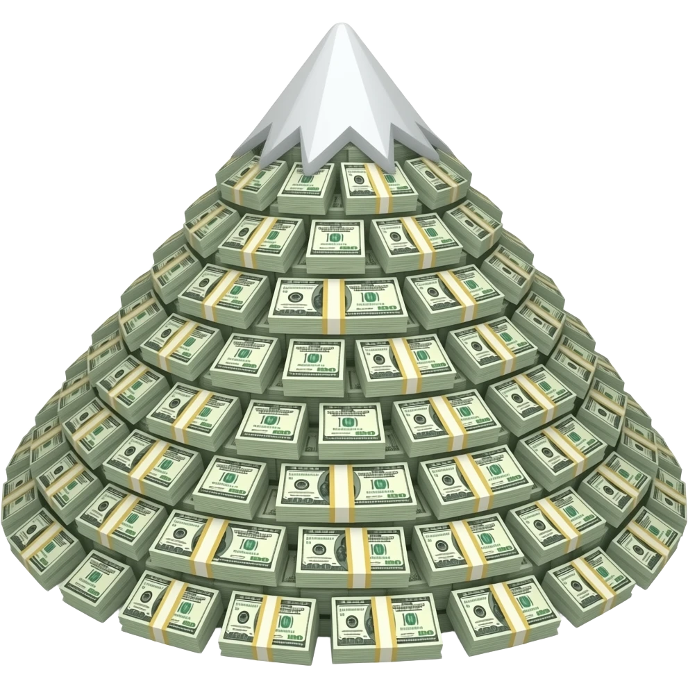 genera el sticker de dinero, fajos encima de otro fajos, una montaña de billetes emoji