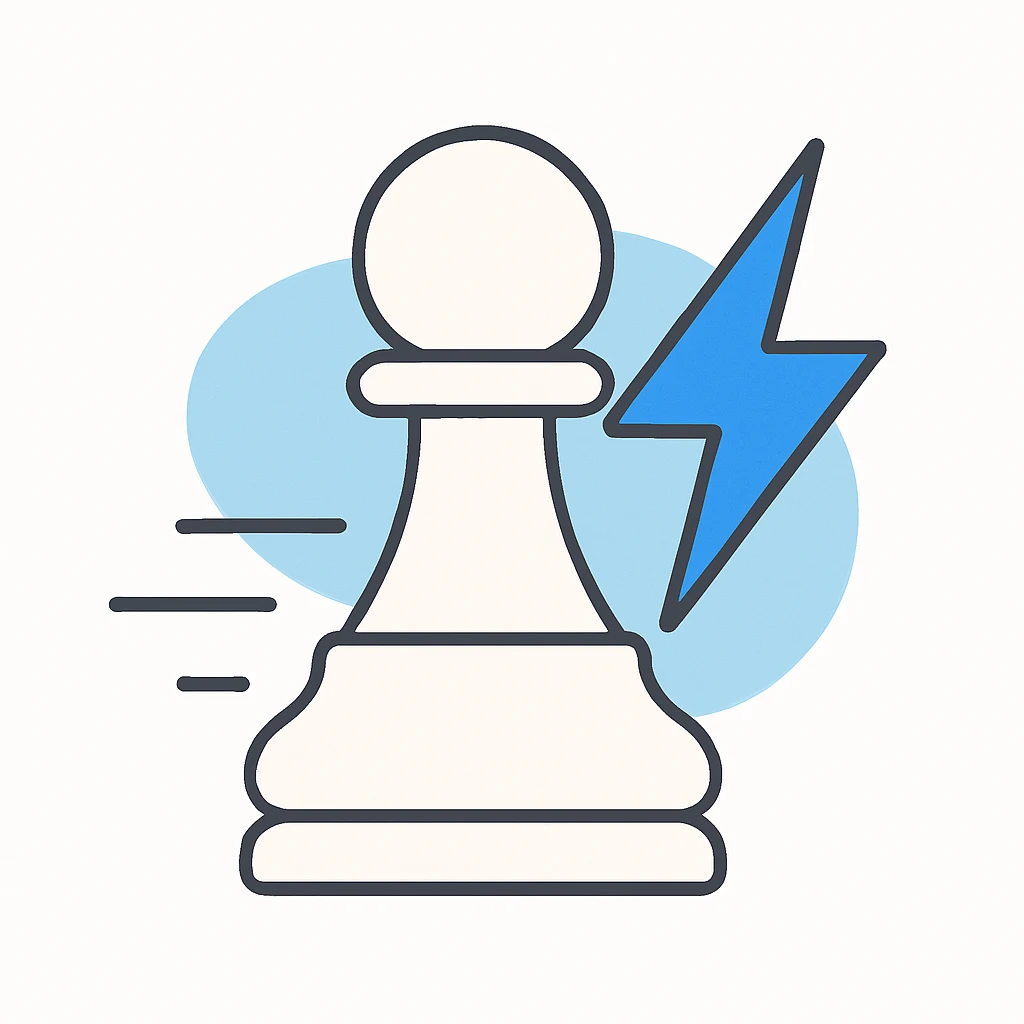 A speedy chess piece, with lightning emoji