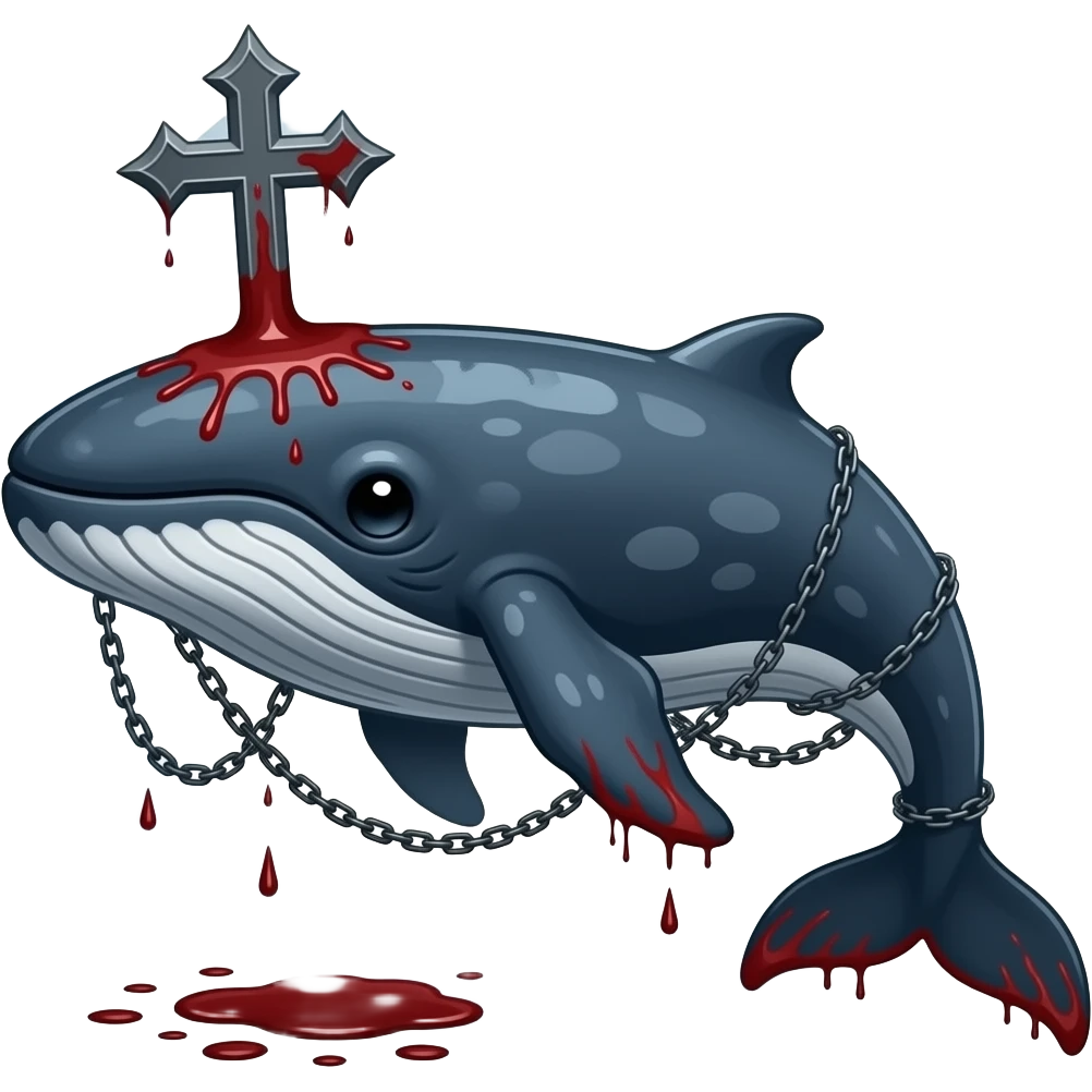 humpback whale, blood & cross, gothic, dark, more blood, chains emoji