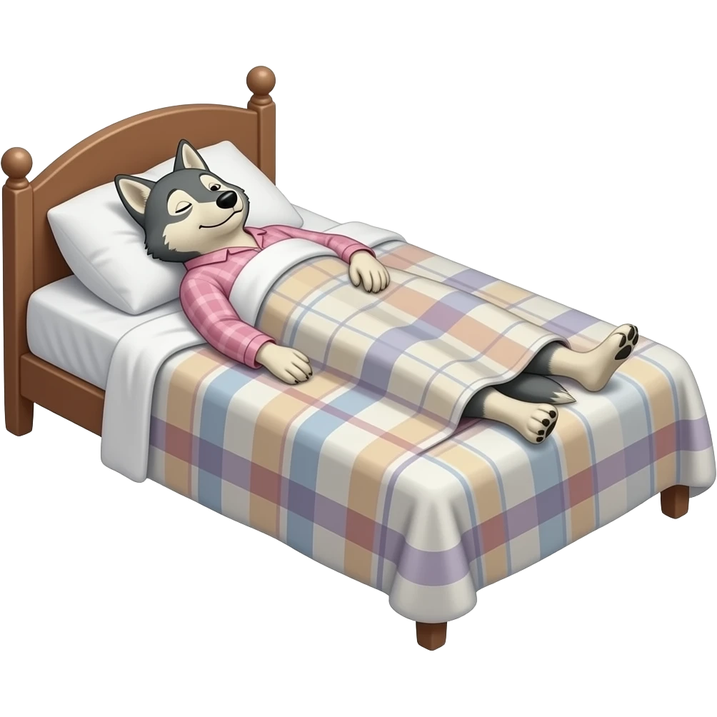 pero que se un lobo con ropa de abuela estirado en una cama tapado con una manta de perfil emoji