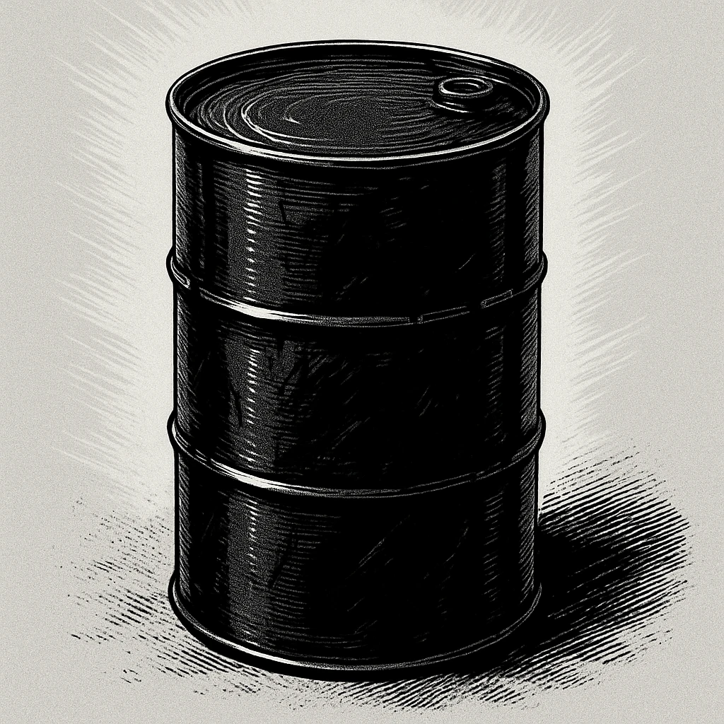 Сгенерируй мне черную бочку в стиле японского комикса на однородном фоне. Она должна .смотреться ебать как стильно. Без рисунка капли.  emoji