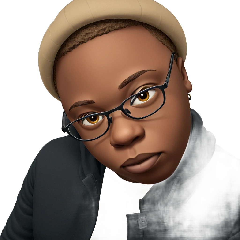 dark-skinned boy with glasses emoji