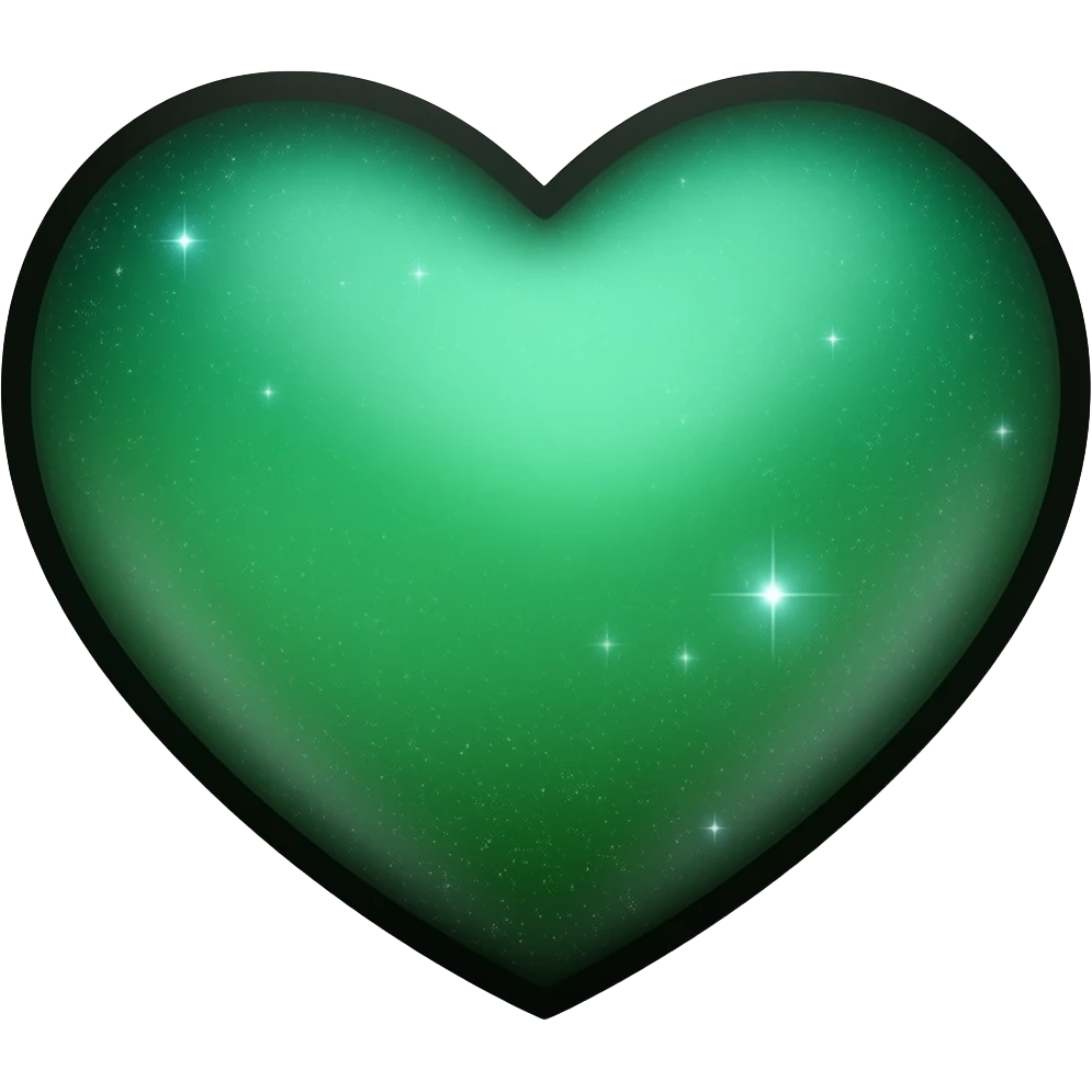 Green galaxy big heart black outline emoji
