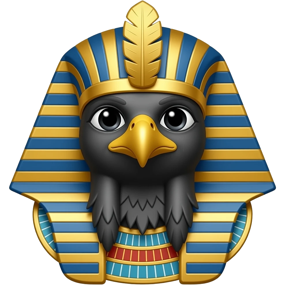horus with falcon head and falcon face, feather for his nemes emoji